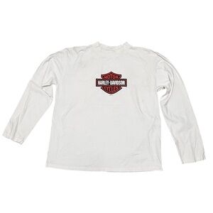 HARLEY DAVIDSON 2001 Syracuse NY Y2K Classic Logo White Long Sleeve Cotton Shirt